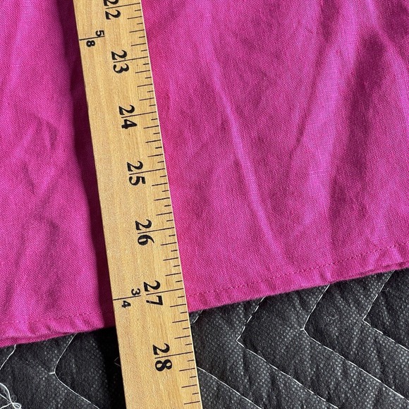 LRL Lauren Ralph Lauren Top Womens Large Pink Linen V-neck Long Sleeve Roll Tab - Picture 9 of 9